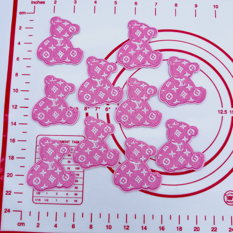 Mid(Iron-on) L-Pink Bear Shape Patches