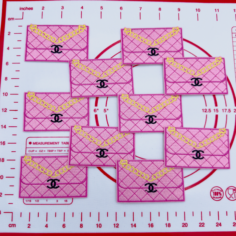 Mid(Iron-on) C-Pink Bag Shape Patches